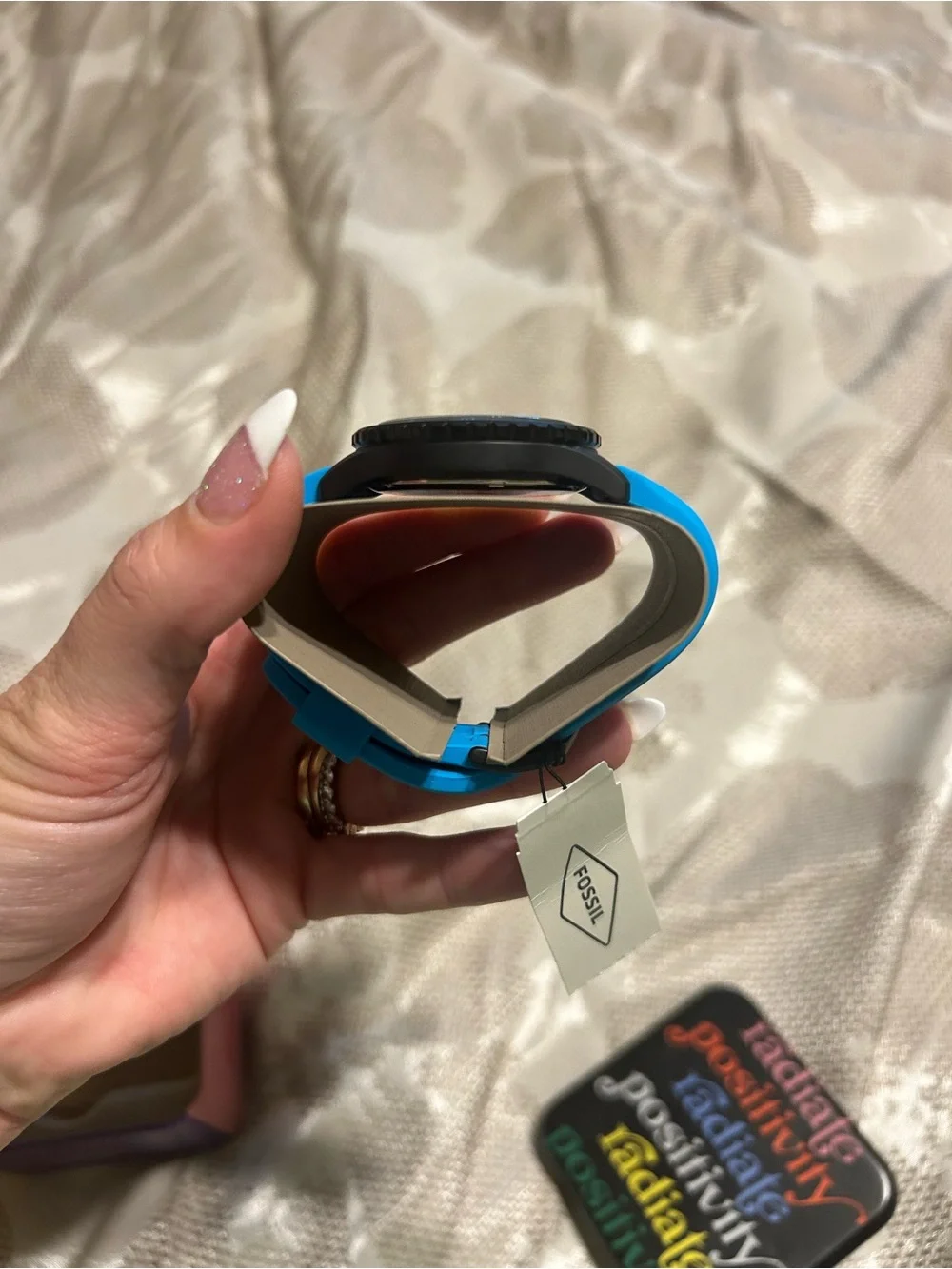 Fossil FB-01 FS5682 Neon Blue Dive Watch NWT